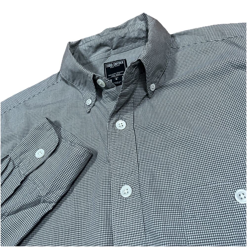 Todd Snyder Shirt Sz Small Grey Micro Check Plaid Button Down Cotton Long Sleeve